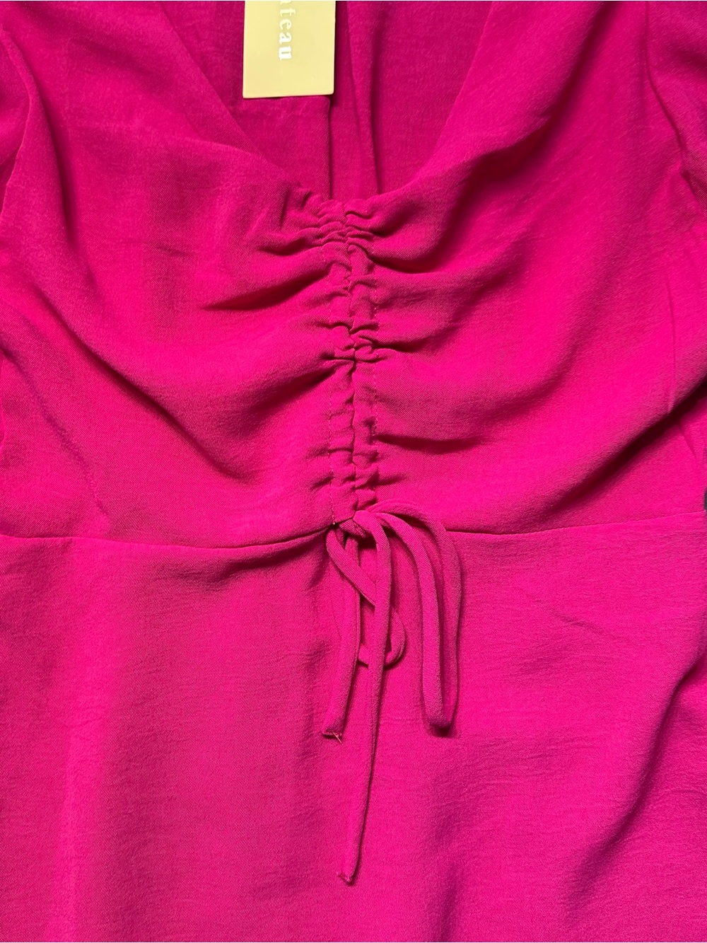 Monteau Los Angeles Womens Small Dress Pink Ruched Flutter Sleeve Mini NWT - Picture 4 of 12